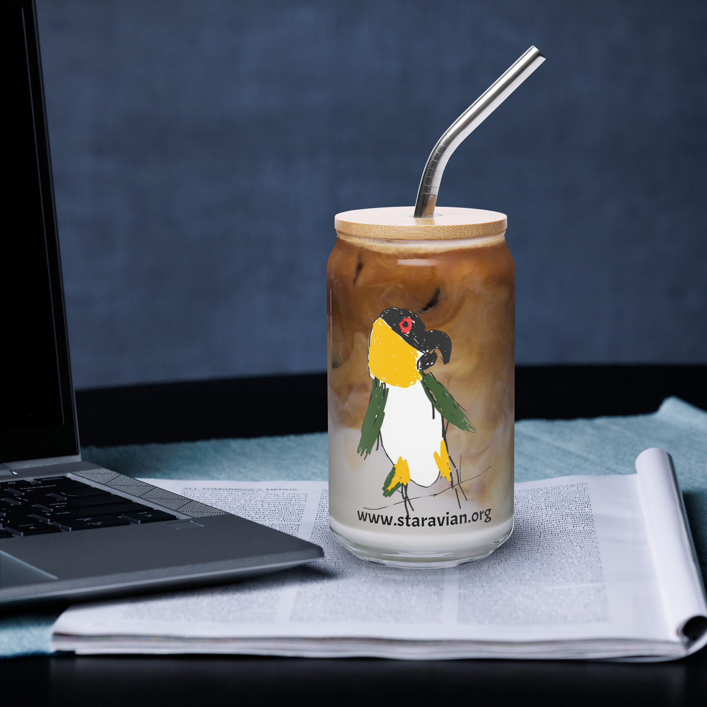 Javier the Caique - Sketch - Can-shaped glass